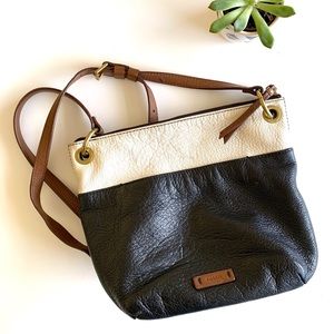 Fossil Black and Cream Crossbody Bag